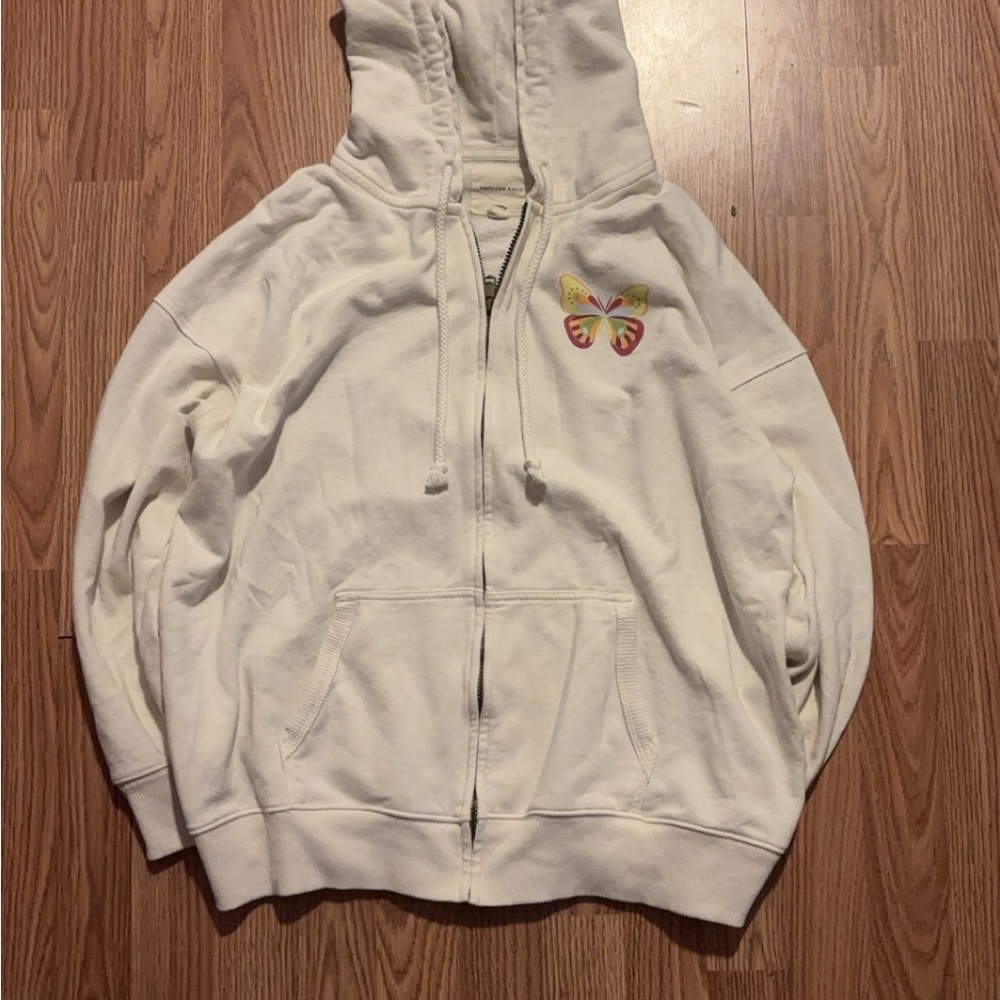 Kids White Hoodie with Butterfly Design